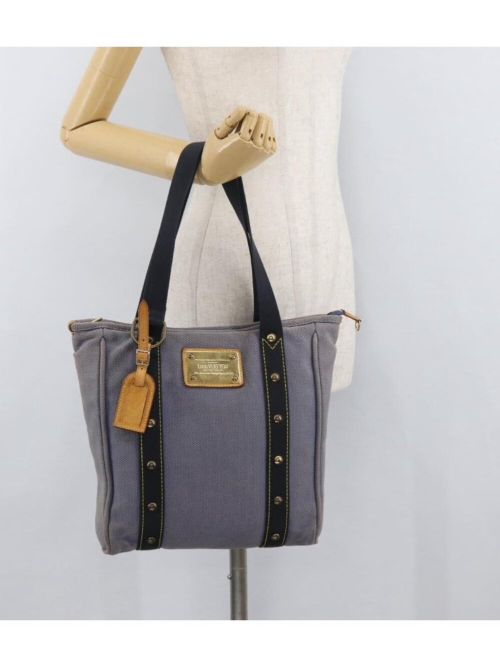 LOUIS VUITTON Antigua Cabas MM Tote Bag Blue M40087 - Picture 16 of 16